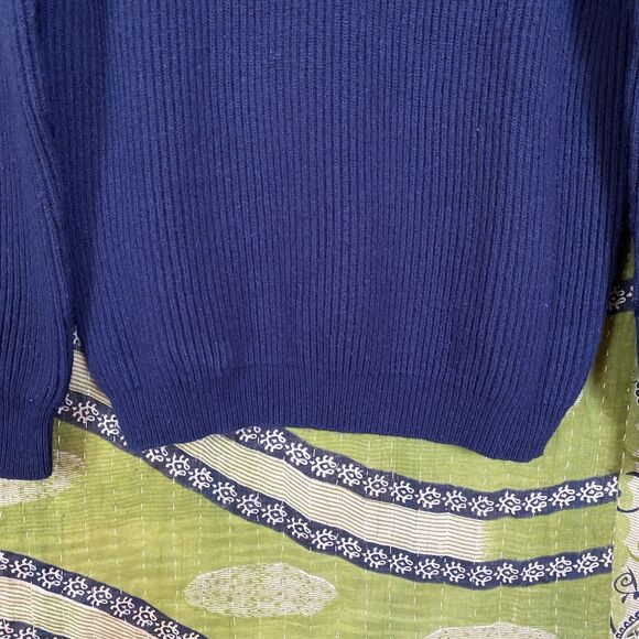 NAADAM Navy Blue Merino Wool/ Cashmere Blend Ribbed Mockneck Sweater Size Medium - Picture 6 of 16